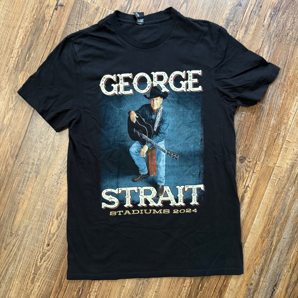 George Strait Stadiums 2024 Tour T-Shirt Mens Large Black Concert Texas Country